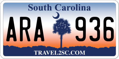 SC license plate ARA936