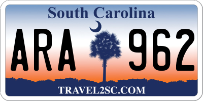 SC license plate ARA962