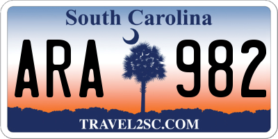SC license plate ARA982