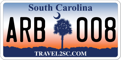 SC license plate ARB008