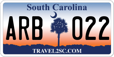 SC license plate ARB022