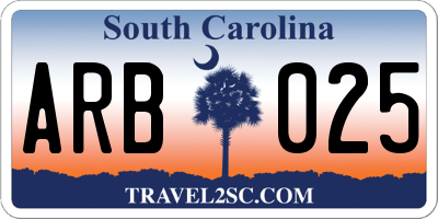 SC license plate ARB025