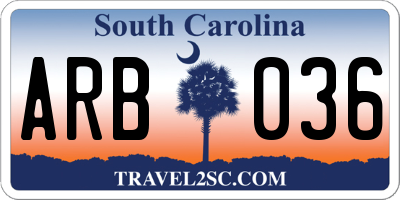 SC license plate ARB036