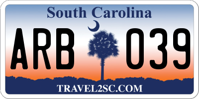 SC license plate ARB039
