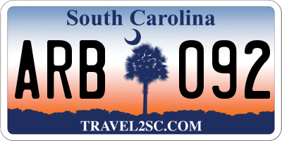 SC license plate ARB092
