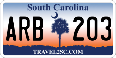 SC license plate ARB203
