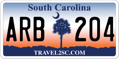 SC license plate ARB204