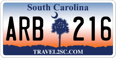 SC license plate ARB216
