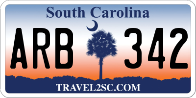 SC license plate ARB342