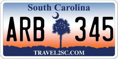 SC license plate ARB345