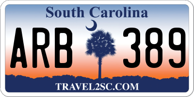 SC license plate ARB389