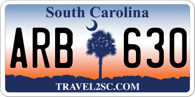 SC license plate ARB630