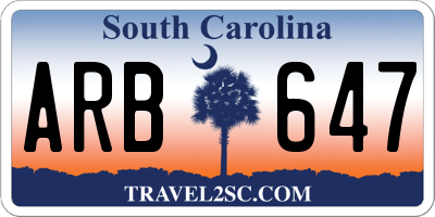 SC license plate ARB647