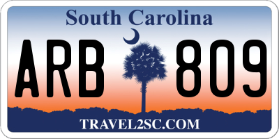 SC license plate ARB809