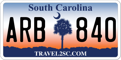 SC license plate ARB840