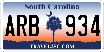 SC license plate ARB934