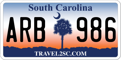 SC license plate ARB986
