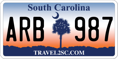 SC license plate ARB987