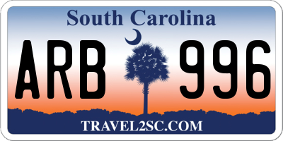 SC license plate ARB996