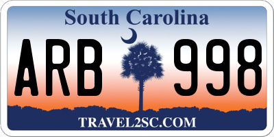 SC license plate ARB998
