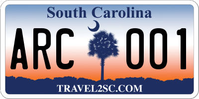 SC license plate ARC001