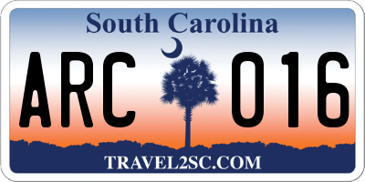 SC license plate ARC016
