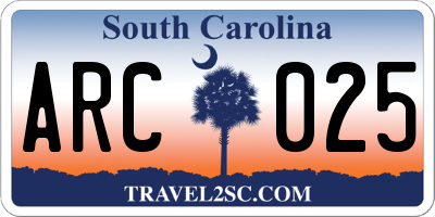 SC license plate ARC025