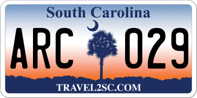 SC license plate ARC029