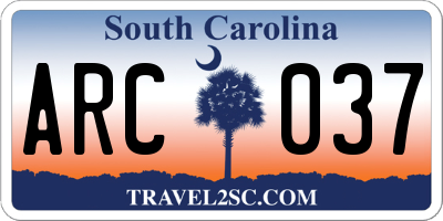 SC license plate ARC037