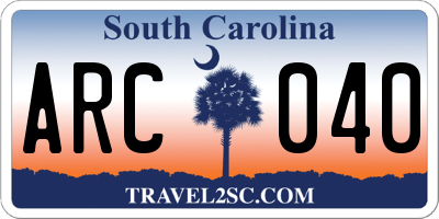 SC license plate ARC040