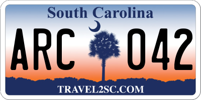 SC license plate ARC042
