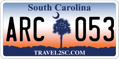 SC license plate ARC053