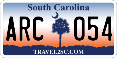 SC license plate ARC054