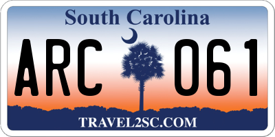 SC license plate ARC061