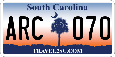 SC license plate ARC070