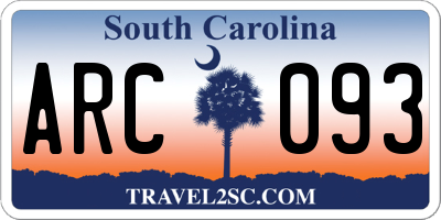 SC license plate ARC093
