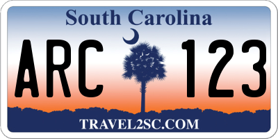 SC license plate ARC123