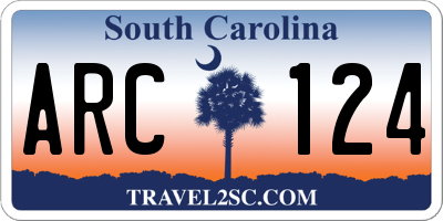 SC license plate ARC124