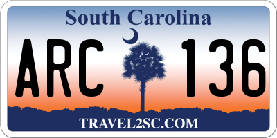 SC license plate ARC136