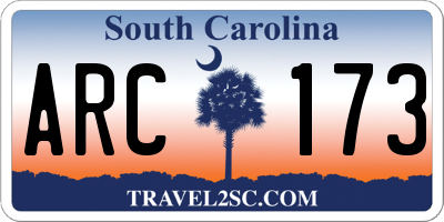 SC license plate ARC173
