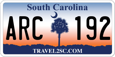 SC license plate ARC192