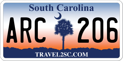 SC license plate ARC206
