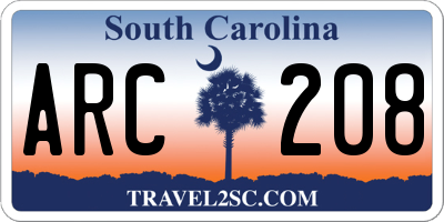 SC license plate ARC208
