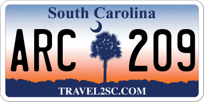 SC license plate ARC209