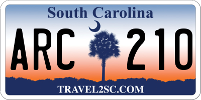 SC license plate ARC210