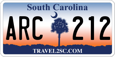 SC license plate ARC212