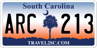 SC license plate ARC213