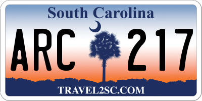 SC license plate ARC217