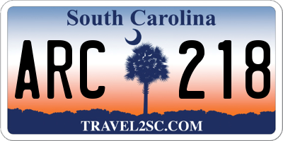SC license plate ARC218