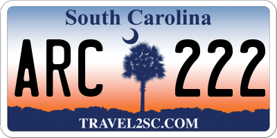 SC license plate ARC222
